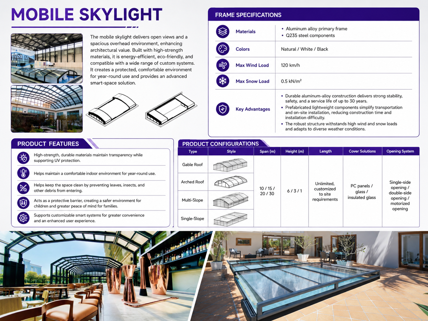 Mobile Skylight Pool Cover